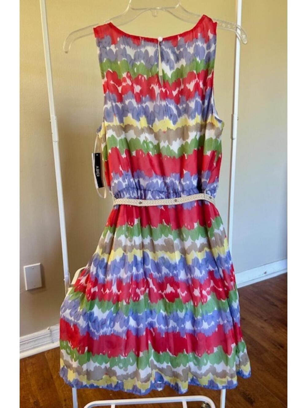 A BYER Colorful Sleeveless Dress with Belt Size L